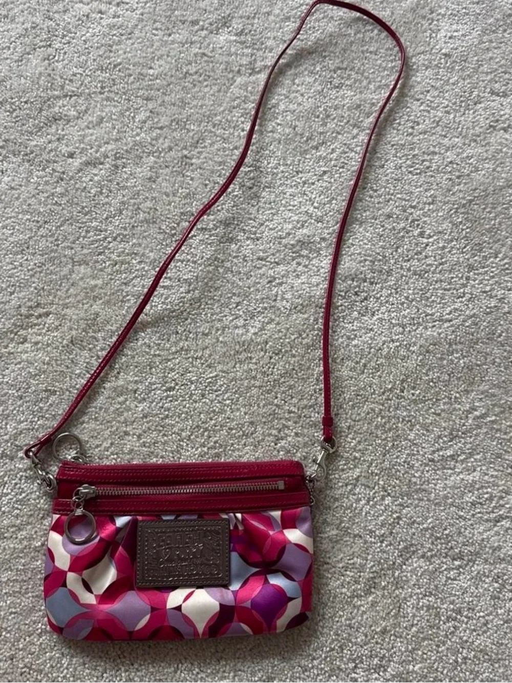 Coach Pink and Purple Geometric Wristlet Clutch